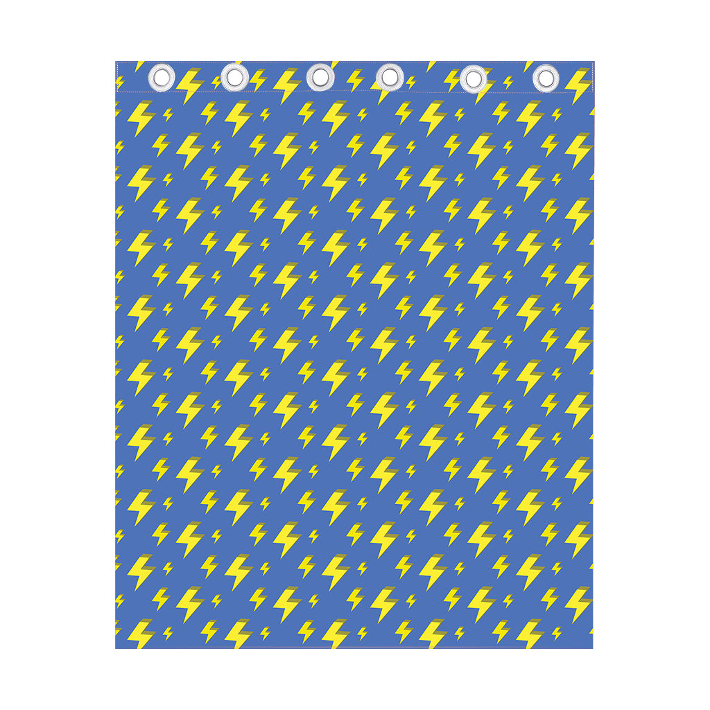 Blue And Yellow Lightning Pattern Print Curtain
