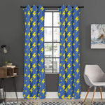 Blue And Yellow Lightning Pattern Print Curtain