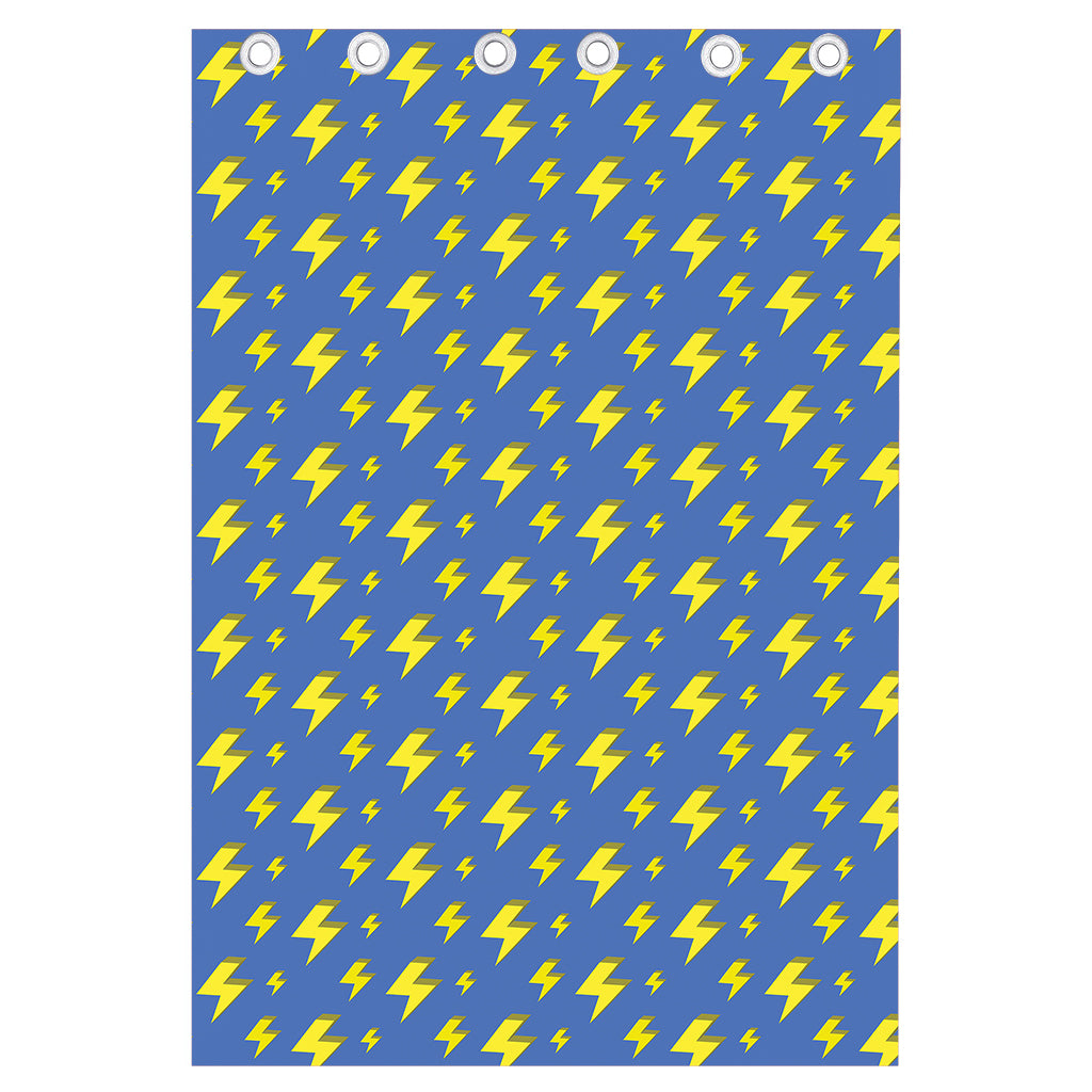Blue And Yellow Lightning Pattern Print Curtain
