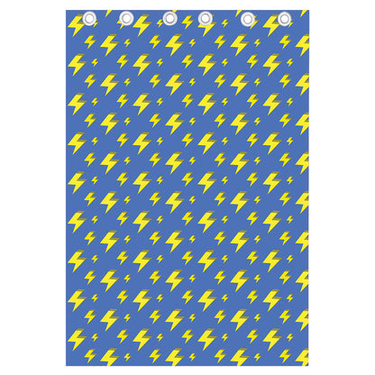 Blue And Yellow Lightning Pattern Print Curtain