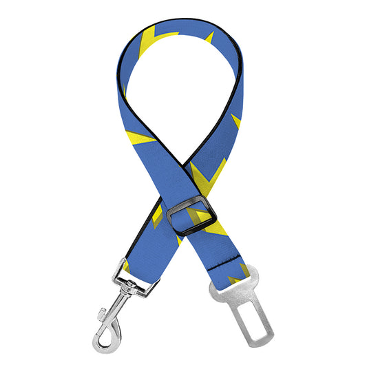 Blue And Yellow Lightning Pattern Print Dog Seat Belt