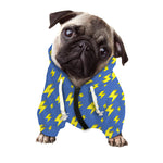 Blue And Yellow Lightning Pattern Print Dog Zip Up Hoodie