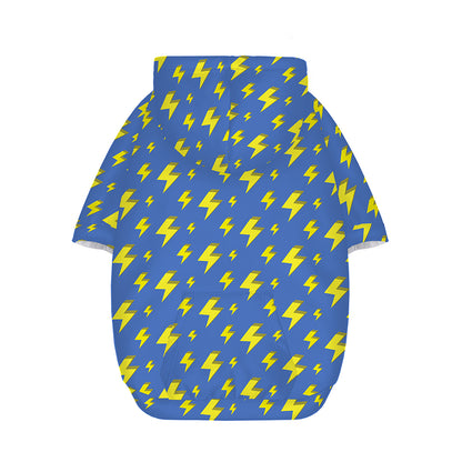 Blue And Yellow Lightning Pattern Print Dog Zip Up Hoodie