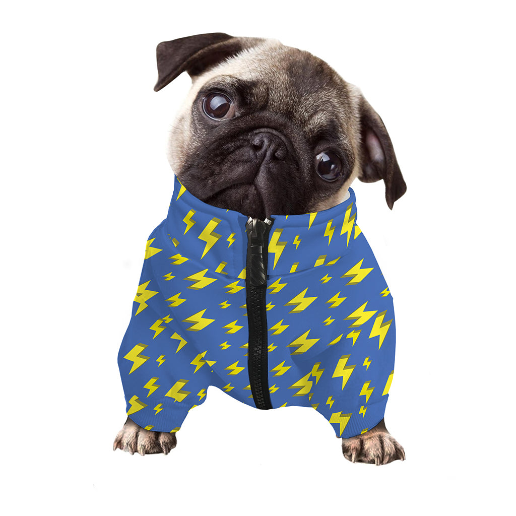 Blue And Yellow Lightning Pattern Print Dog Zip Up Jacket