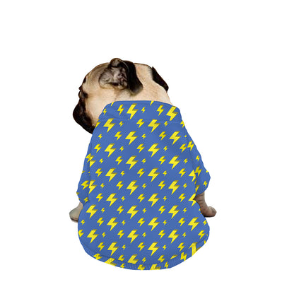 Blue And Yellow Lightning Pattern Print Dog Zip Up Jacket