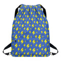 Blue And Yellow Lightning Pattern Print Drawstring Backpack