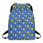 Blue And Yellow Lightning Pattern Print Drawstring Backpack