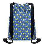 Blue And Yellow Lightning Pattern Print Drawstring Backpack