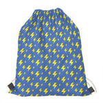 Blue And Yellow Lightning Pattern Print Drawstring Bag