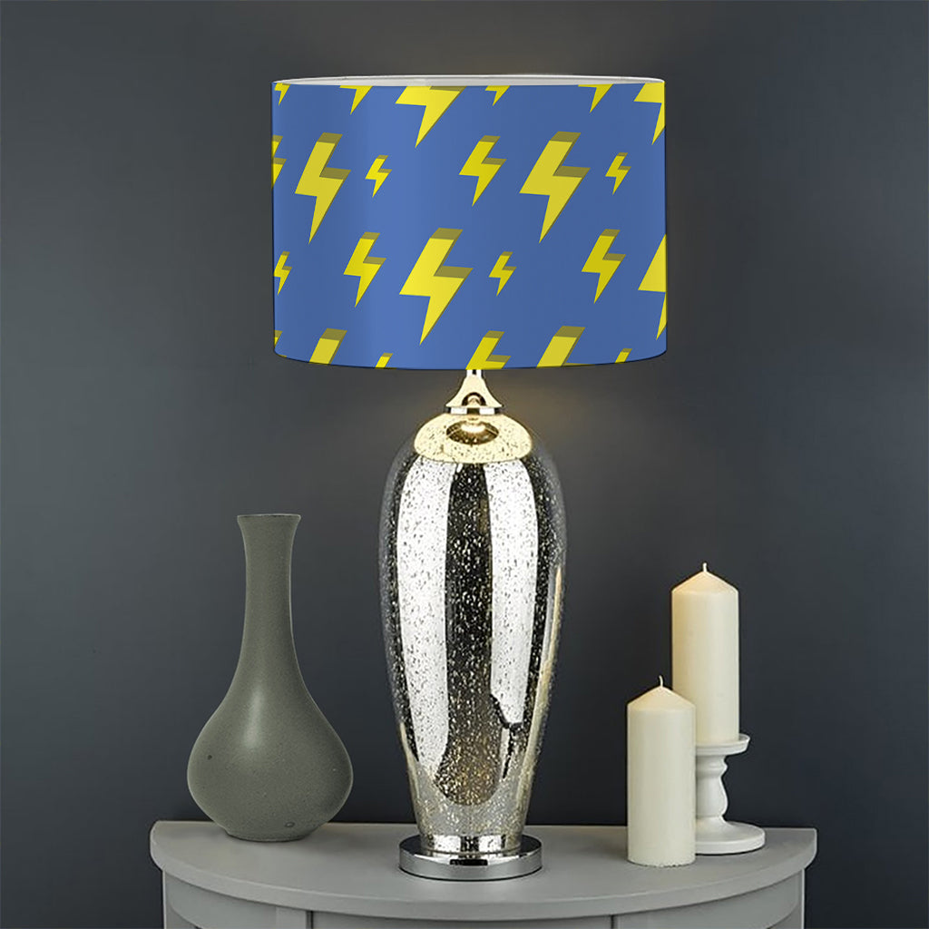 Blue And Yellow Lightning Pattern Print Drum Lamp Shade