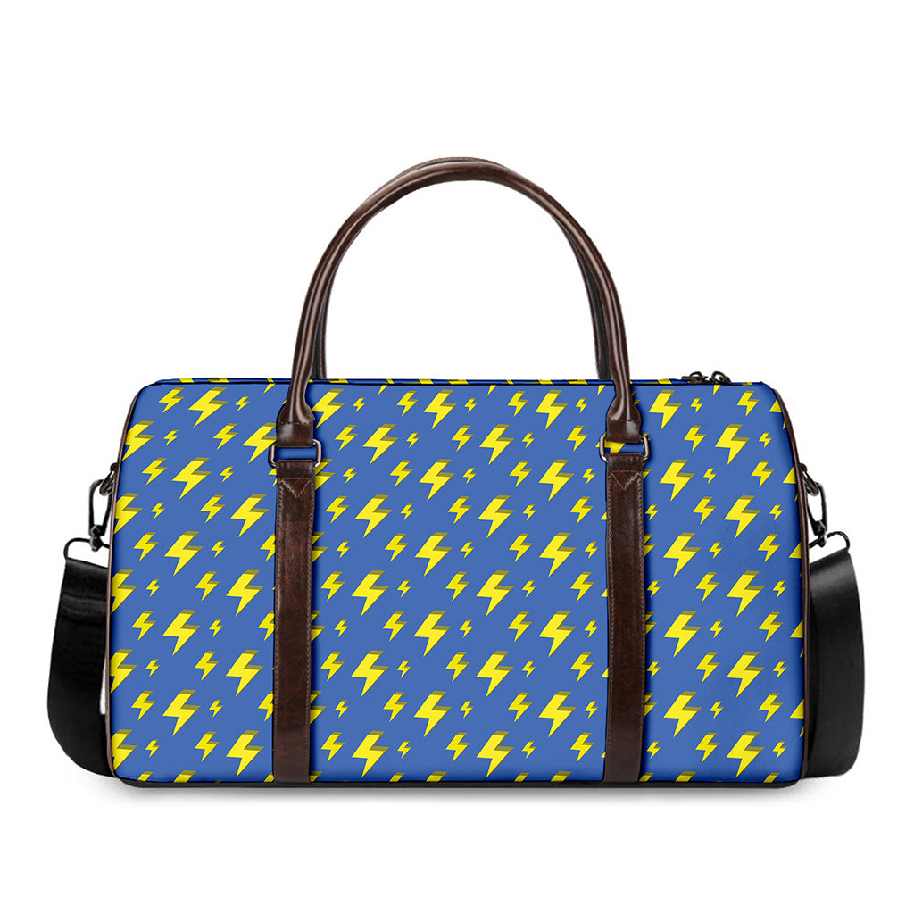Blue And Yellow Lightning Pattern Print Duffle Bag