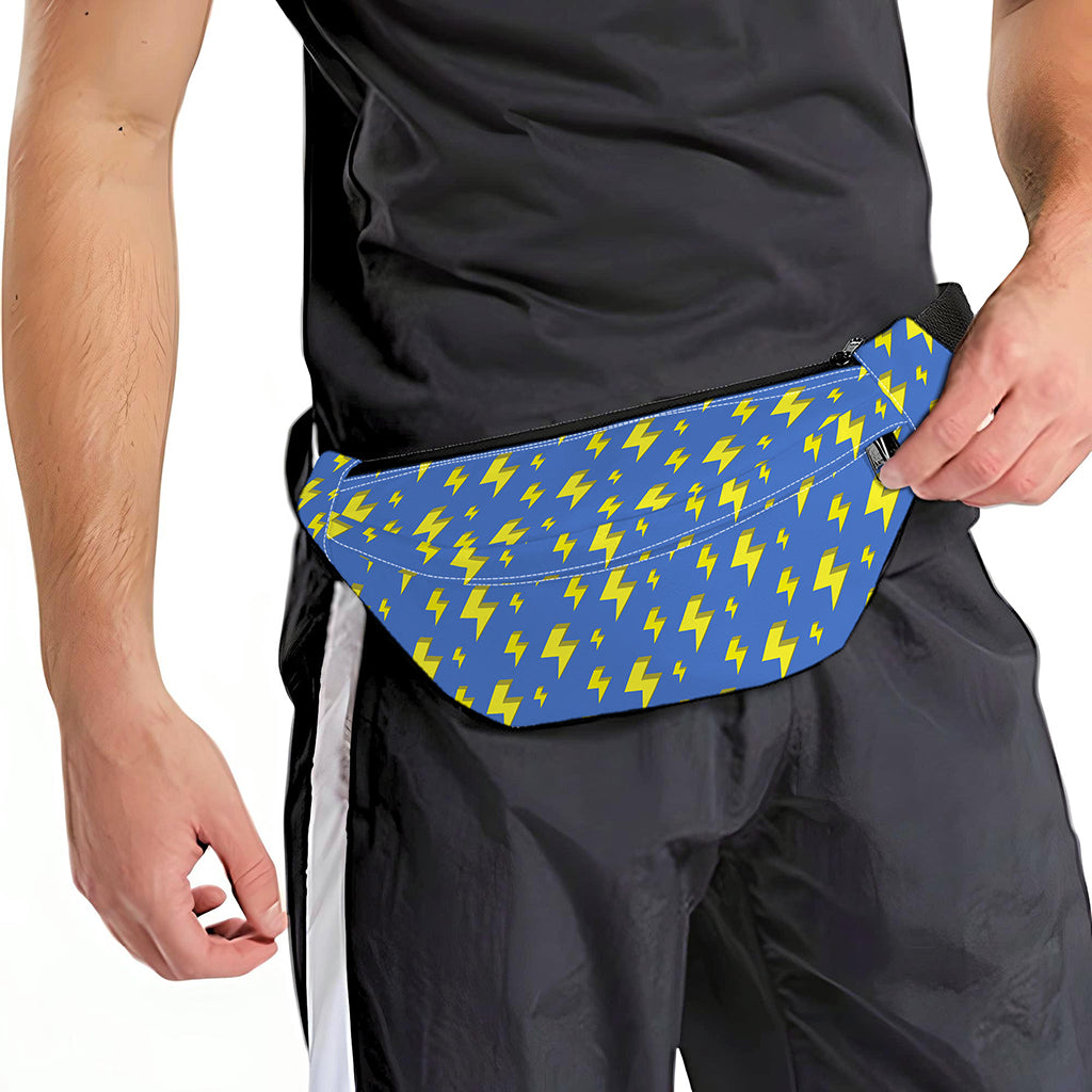 Blue And Yellow Lightning Pattern Print Fanny Pack