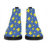 Blue And Yellow Lightning Pattern Print Flat Ankle Boots