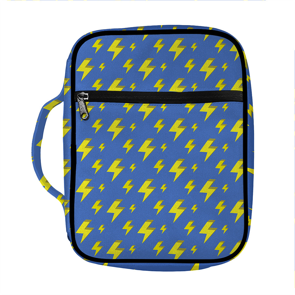 Blue And Yellow Lightning Pattern Print Front Pocket Bible Bag