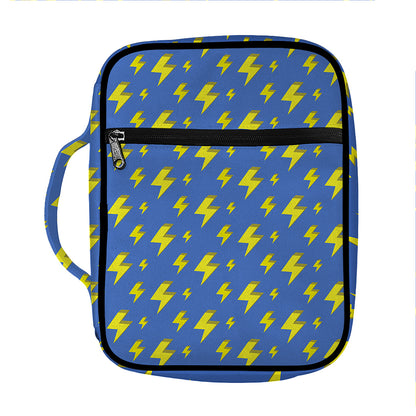 Blue And Yellow Lightning Pattern Print Front Pocket Bible Bag