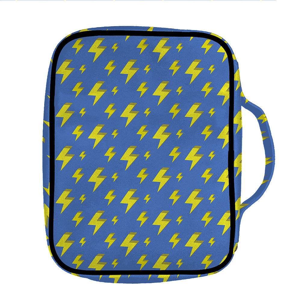 Blue And Yellow Lightning Pattern Print Front Pocket Bible Bag