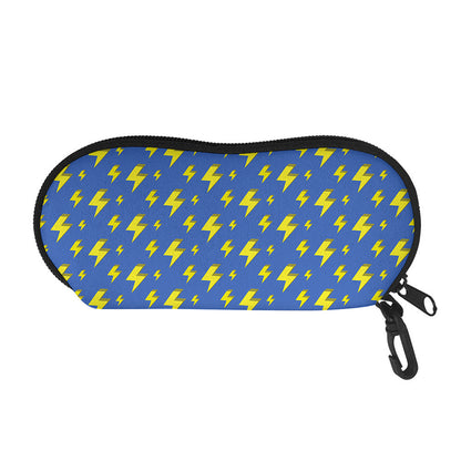 Blue And Yellow Lightning Pattern Print Glasses Case