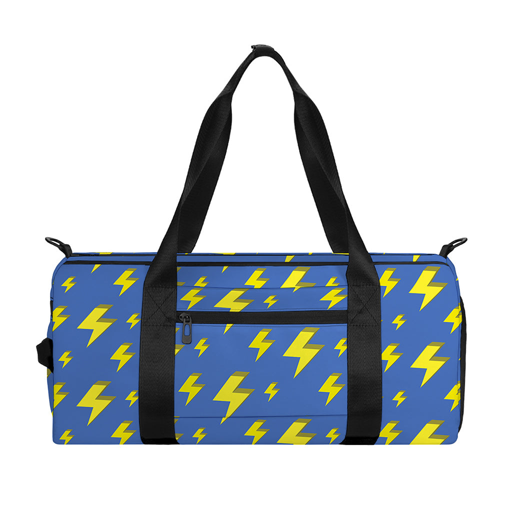 Blue And Yellow Lightning Pattern Print Gym Bag