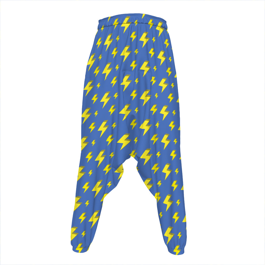 Blue And Yellow Lightning Pattern Print Hammer Pants
