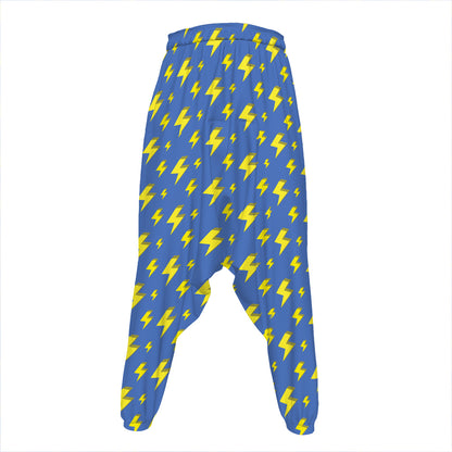 Blue And Yellow Lightning Pattern Print Hammer Pants