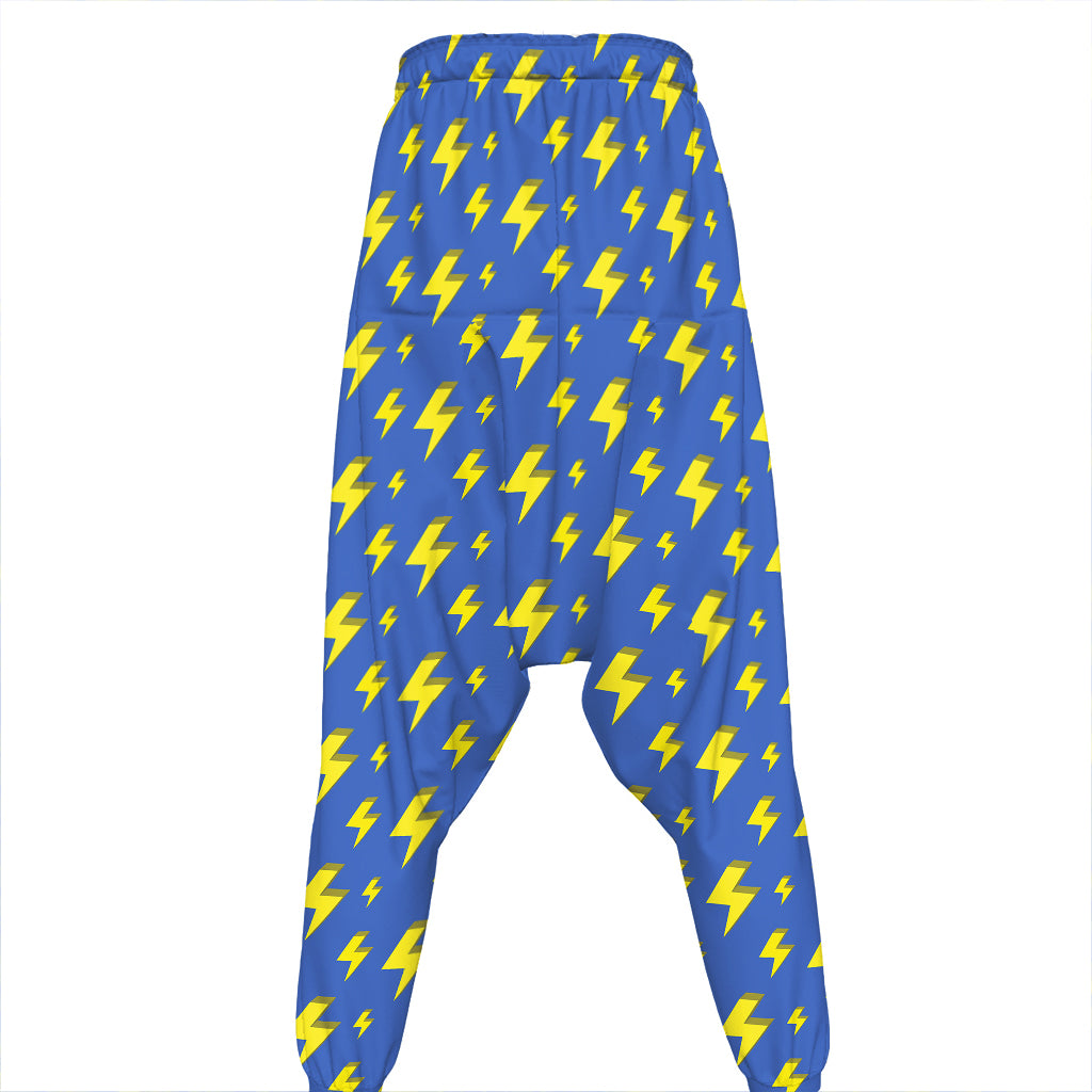 Blue And Yellow Lightning Pattern Print Hammer Pants