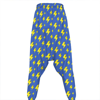 Blue And Yellow Lightning Pattern Print Hammer Pants