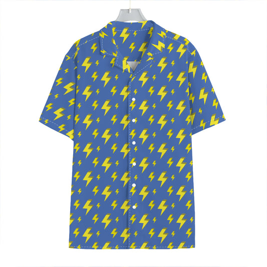 Blue And Yellow Lightning Pattern Print Hawaiian Shirt