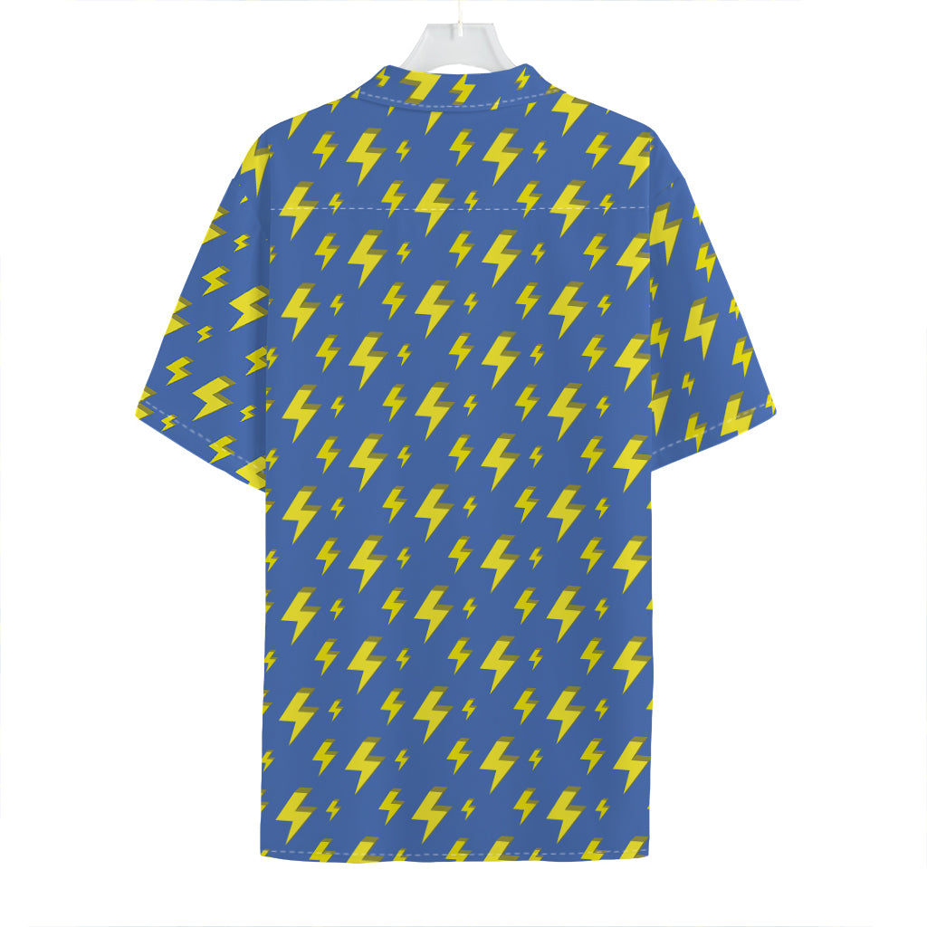 Blue And Yellow Lightning Pattern Print Hawaiian Shirt