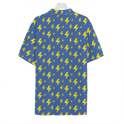 Blue And Yellow Lightning Pattern Print Hawaiian Shirt