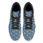 Blue And Yellow Lightning Pattern Print High Top Leather Sneakers