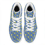 Blue And Yellow Lightning Pattern Print High Top Leather Sneakers