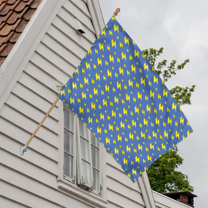 Blue And Yellow Lightning Pattern Print House Flag