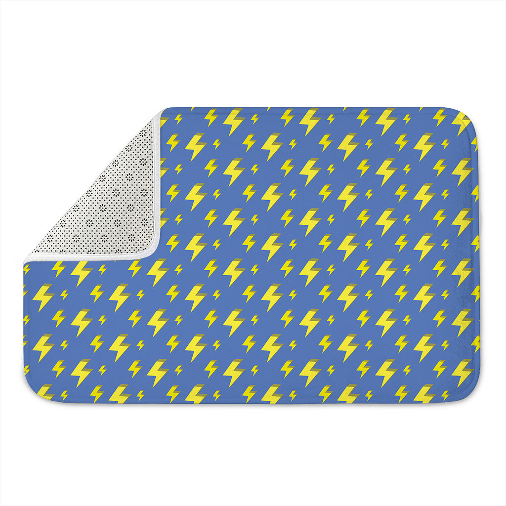 Blue And Yellow Lightning Pattern Print Indoor Door Mat