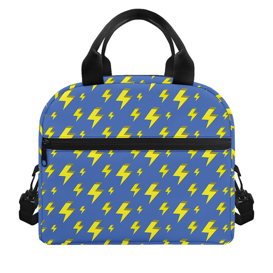 Blue And Yellow Lightning Pattern Print Insulated Lunch Bag