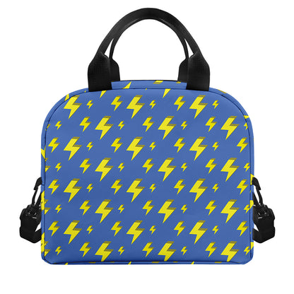Blue And Yellow Lightning Pattern Print Insulated Lunch Bag