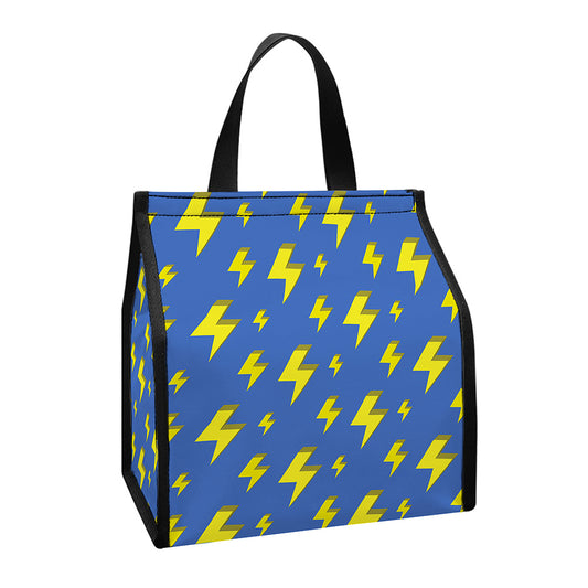 Blue And Yellow Lightning Pattern Print Insulated Lunch Tote