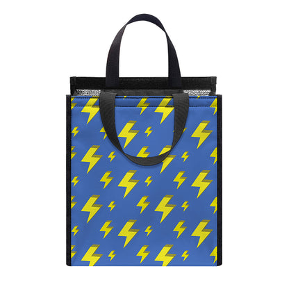 Blue And Yellow Lightning Pattern Print Insulated Lunch Tote