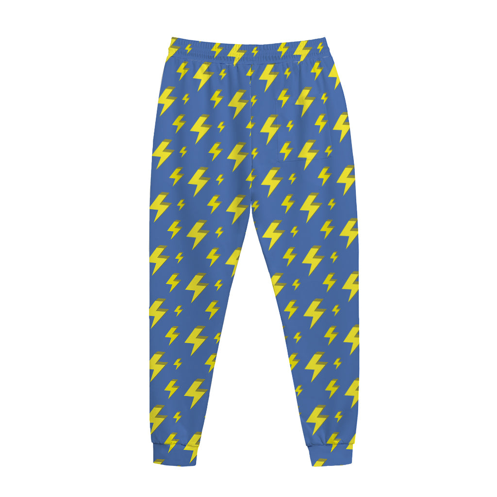Blue And Yellow Lightning Pattern Print Jogger Pants