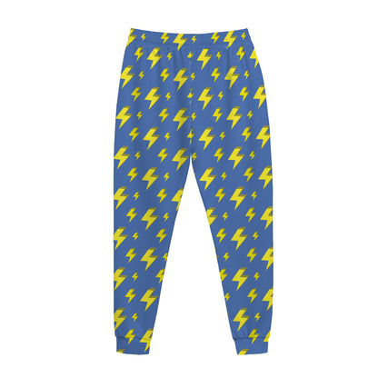 Blue And Yellow Lightning Pattern Print Jogger Pants