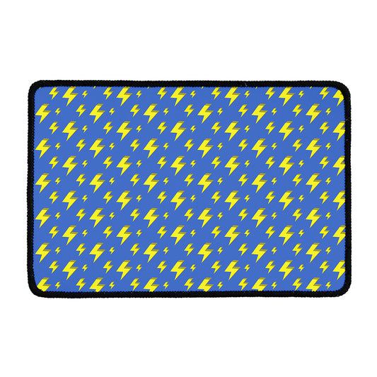 Blue And Yellow Lightning Pattern Print Kitchen Mat