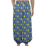 Blue And Yellow Lightning Pattern Print Lantern Pants