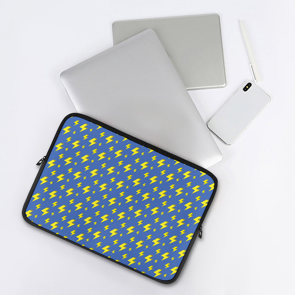 Blue And Yellow Lightning Pattern Print Laptop Sleeve