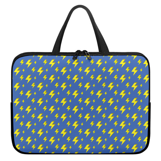 Blue And Yellow Lightning Pattern Print Laptop Sleeve With Handle