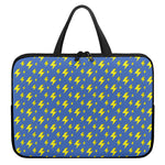 Blue And Yellow Lightning Pattern Print Laptop Sleeve With Handle