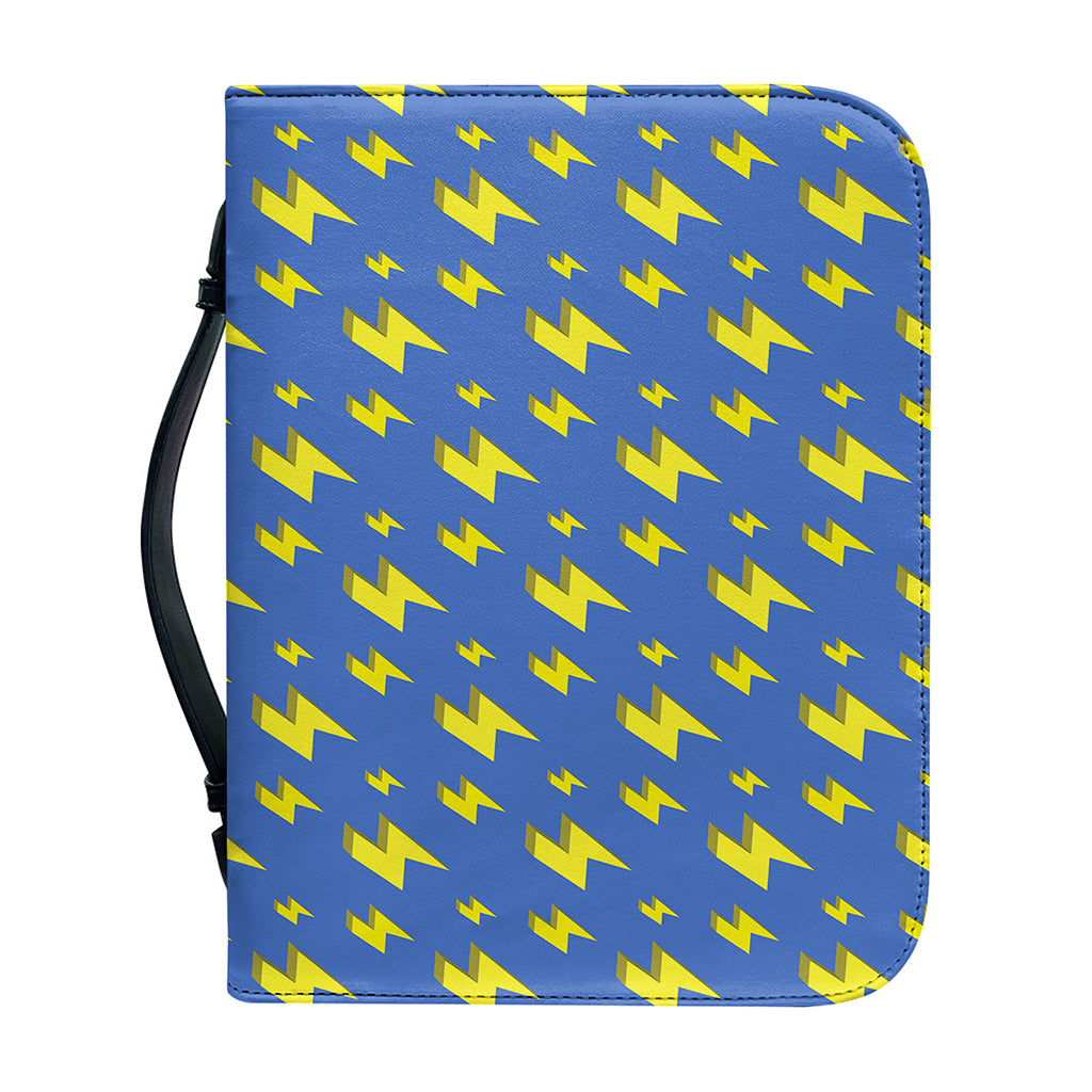 Blue And Yellow Lightning Pattern Print Leather Bible Cover