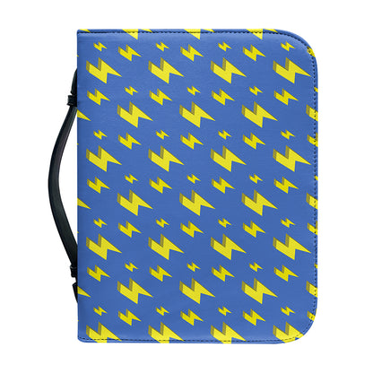 Blue And Yellow Lightning Pattern Print Leather Bible Cover