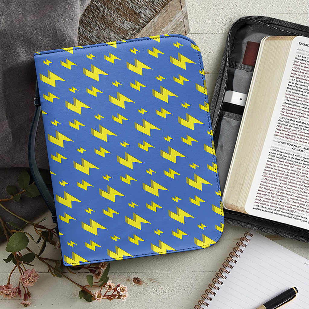 Blue And Yellow Lightning Pattern Print Leather Bible Cover