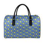 Blue And Yellow Lightning Pattern Print Leather Duffle Bag