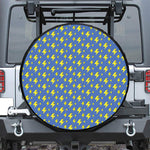 Blue And Yellow Lightning Pattern Print Leather Spare Tire Cover