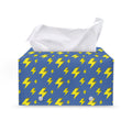 Blue And Yellow Lightning Pattern Print Leather Tissue Box Cover
